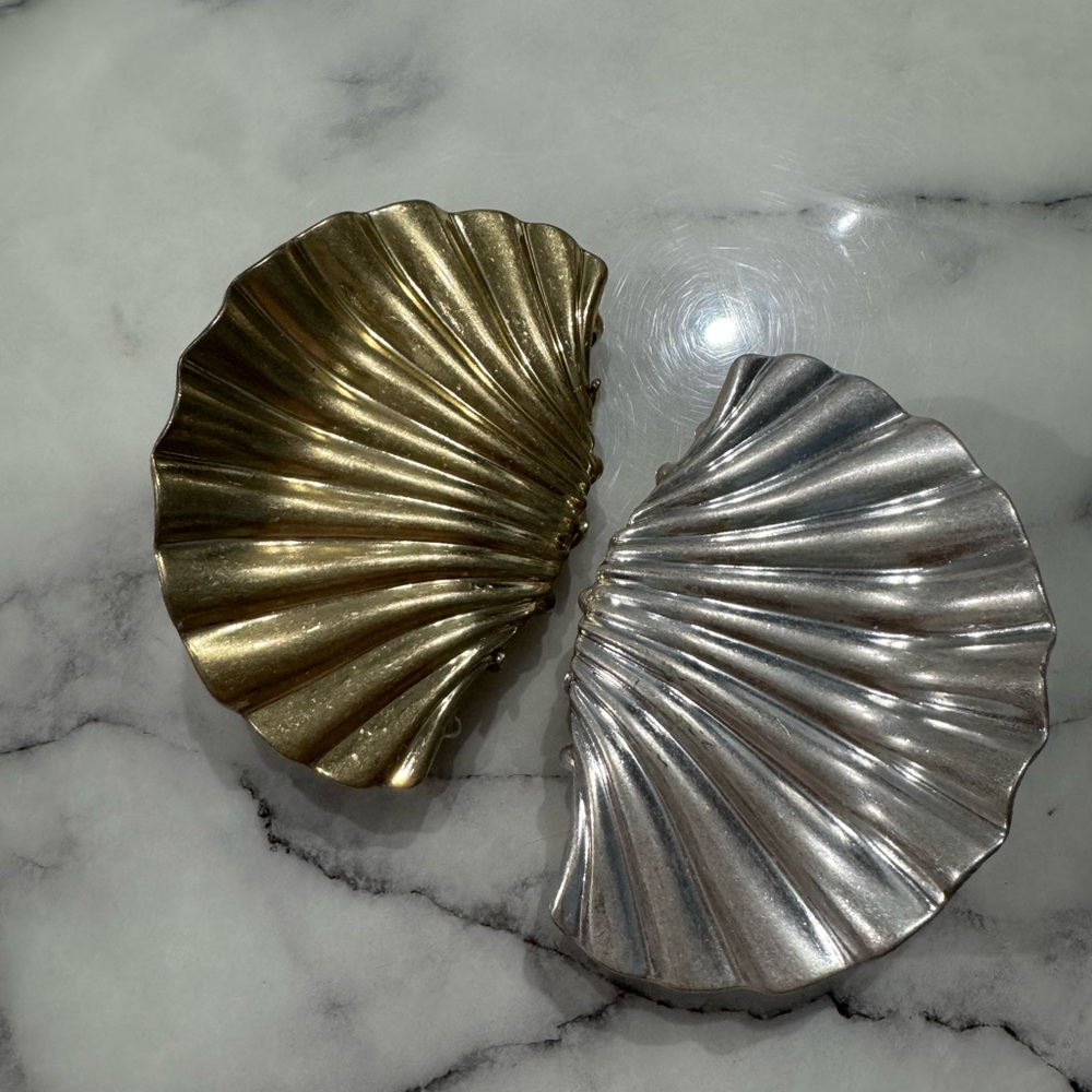 Anthropologie Gold and Silver Shell Hair Clips